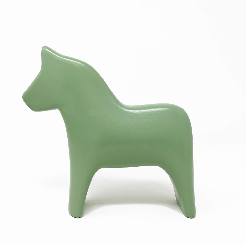 IKEA KLOTPLATAN Decoration Ceramic, Green Horse 7 "